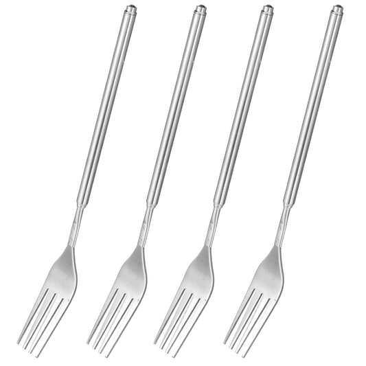 MBAIYO 4 Pcs Extendable Forks,Stainless Steel Fork Long Cutlery Retractable Cutlery Fork Extensions, for Dinner Pasta Dessert Salad Fruit Dessert 8 to 25.4 Long