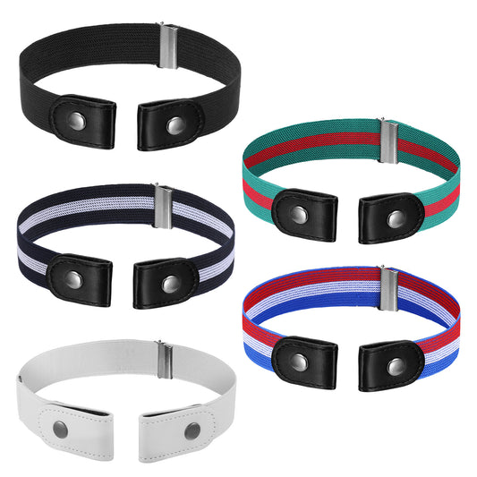 LIQWEI 5pcs Adjustable Belts for Women Men No Buckle, No Buckle Stretch Belt for Women Men, Invisible Lazy Elastic Belts for Female Stretchy, Buckleless Belt