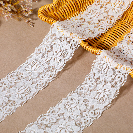 JIEYAO Lace Trim Ribbon, 10 Yards White Lace Ribbons 2.36 Inch Width Vintage Floral Trim Crochet Ribbon for Sewing, DIY Crafts, Gift Wrapping, Wedding Decoration