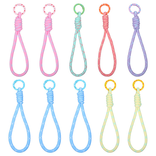 Andibro 10Pcs Braided Rope Keychain, Multicolor Polyester Lanyard Handmade Woven Strap for Keys Bags Purse Accessories