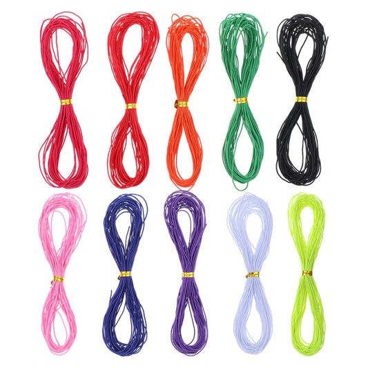 LXUEJIE 100m Elastic Beaded Cords, 10 Colors Beaded Cord Elastic Stretch Bead Cord Coloured Thread Stretch String Elastics String for DIY Crafts Necklace Bracelets Jewelry Making(0.8 mm, 100 m)