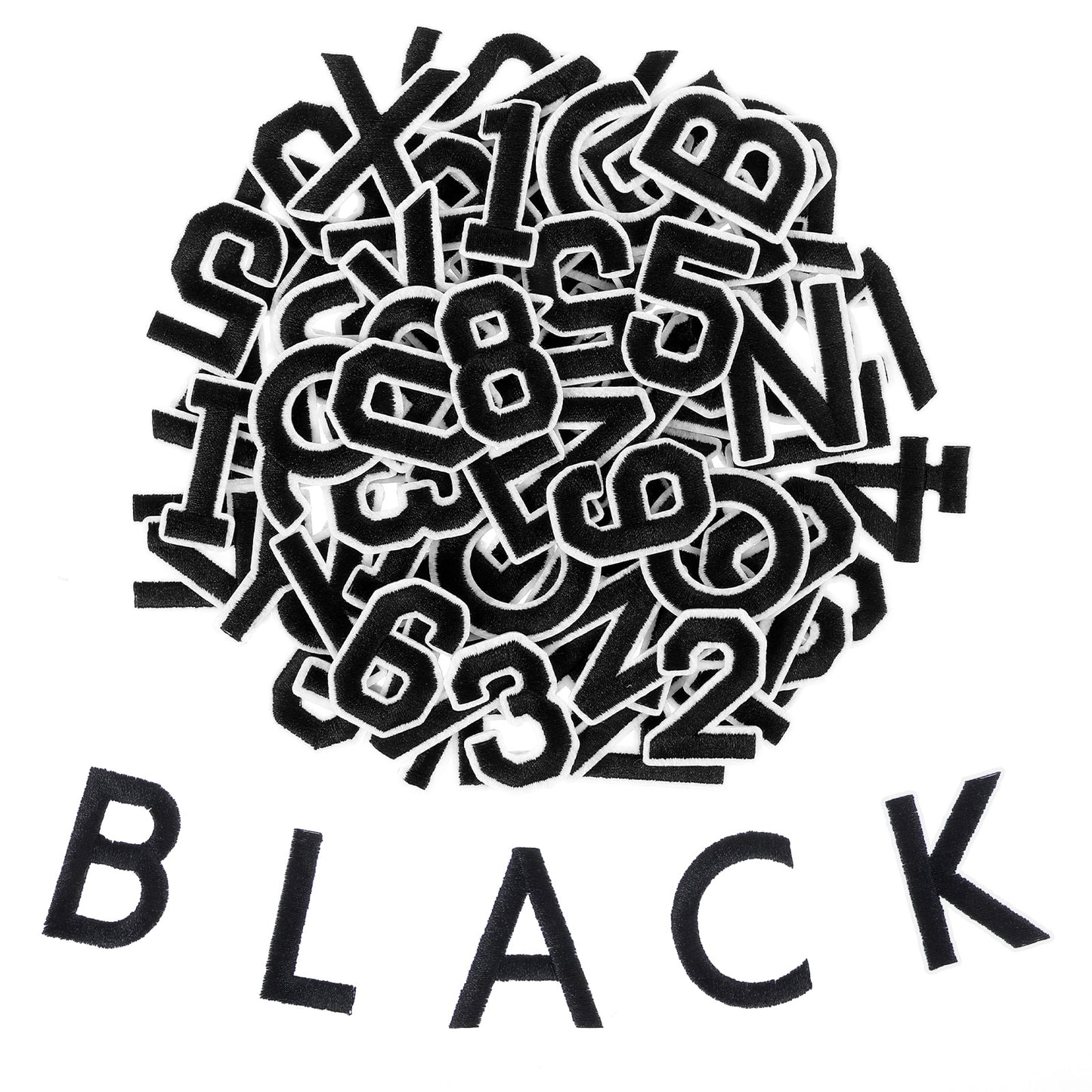 Yuanchu 82 Pcs Letters and Numbers Patch, Alphabet A-Z Number 0-9 Embroidered Patches for DIY Accessories Hats Shirts Jeans Socks Bags Dress(Black)