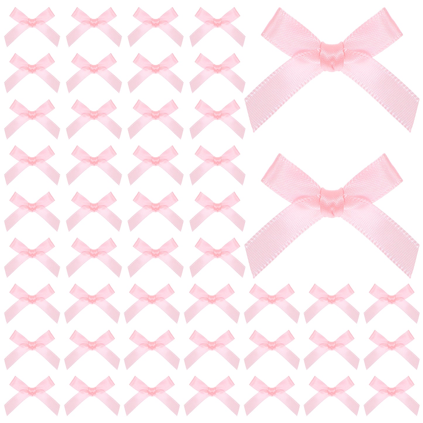 Giantree 200 Pcs Ribbon Bows, Mini Satin Fabric Bows for DIY Crafts Cute Small Bows for Sewing Scrapbooking Halloween Christmas Wedding Gift Wrapping Candy Treat Bags Decoration, 1.69x0.39in(Pink)
