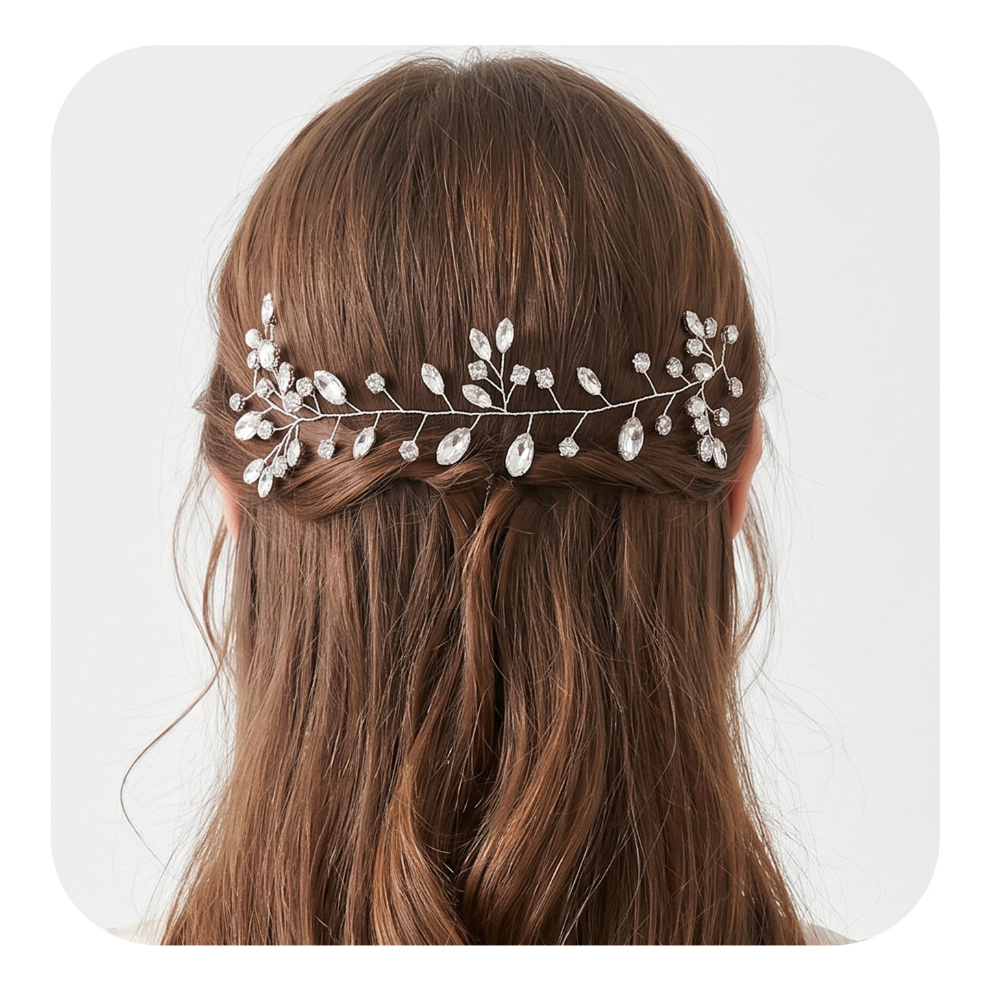 MBAIYO 2Pcs Pearl Bride Wedding Hair Vine, Silver Rhinestone Bridal Headpiece for Women Prom Hair Accessories Bendable Crystal Hair Piece