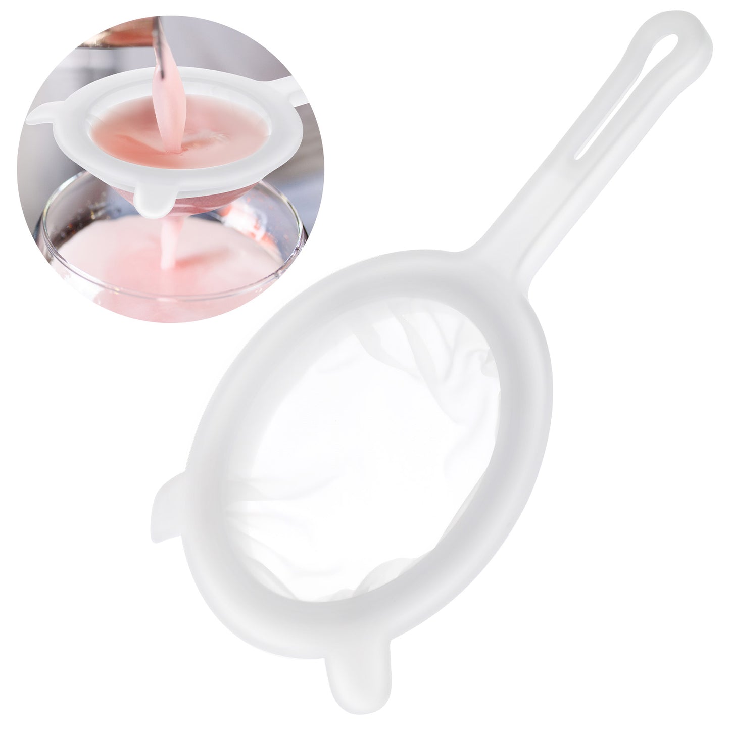 Cobee Fine Mesh Food Strainer, 100 Mesh Nylon Plastic Sieve with Handle Double Ear Design Kitchen Colander for Filtering Juice Coffee Tea Yogurt Honey