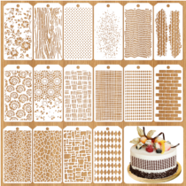 HJZHII 16PCS Reusable Stencils for Painting, Stencils Crafts Geometric Abstract Texture Layering Templates Drawing Templates Border with Key Ring for Wood Canvas Furniture DIY Home Decor Wall Art