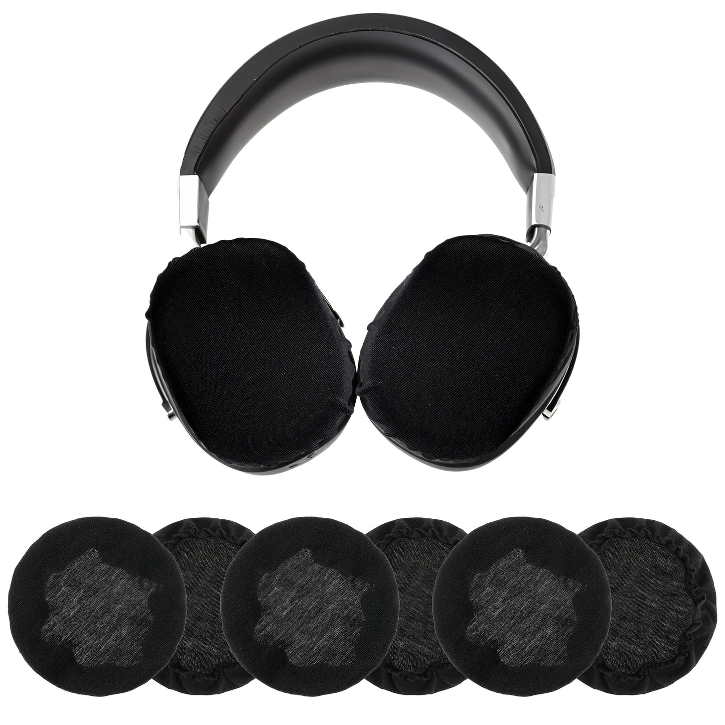 AOZUO 3 Pairs Headphone Ear Covers, Stretchable Earpad Cover Protectors Elastic Washable Headset Cloth Covers Sanitary Earcup for Over-Ear Headset Sweat Cover Suitable for Gym Gaming Headphone (Black)
