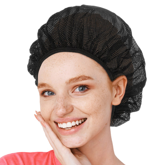 HJZHII 6PCS Unisex Elastic Chef Hat, Kitchen Cooking Hat Food Service Hair Nets Reusable Washable Adjustable Mesh Cap Black