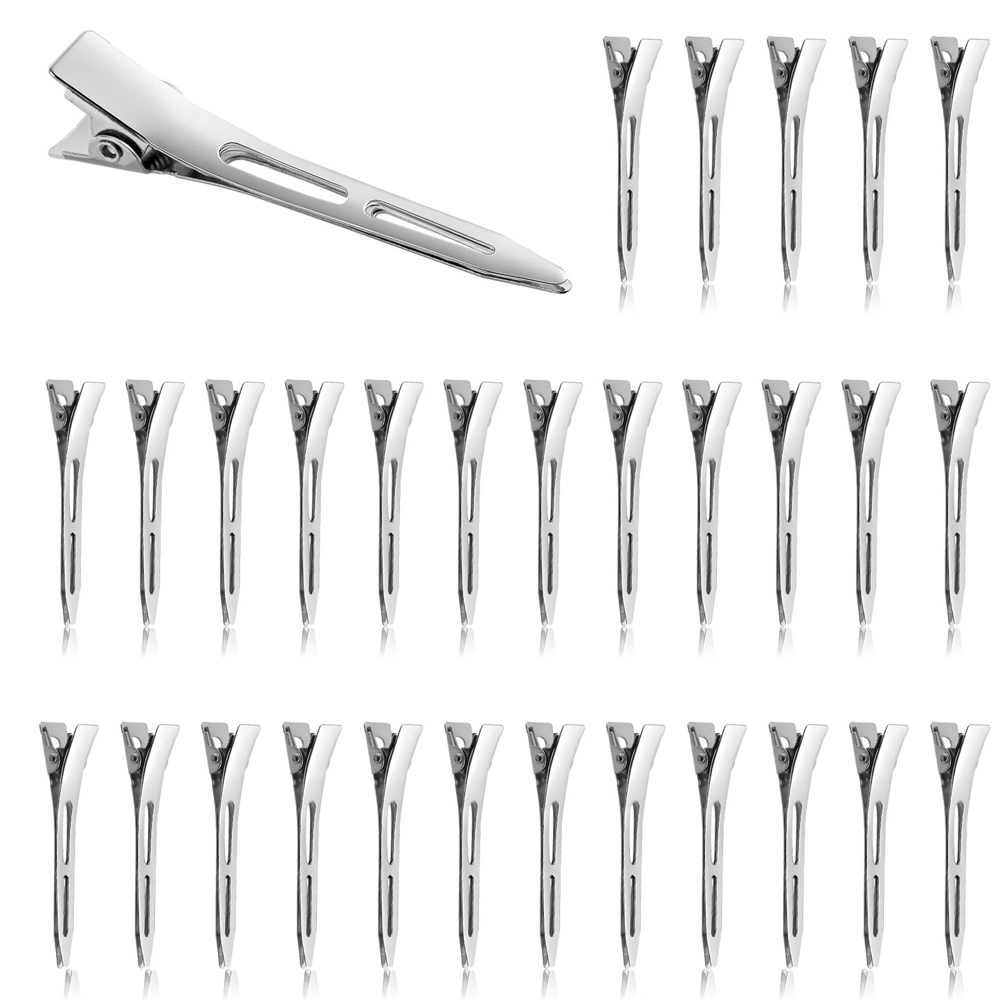 Giantree 30-Pack Metal Duckbill Clips, Styling Partition Curling Clips, 5.5cm Silver Hair Clip, Metal Crocodile Leather Curling Clip for Styling Partitions Suitable for Women Girls Salon Bow DIY