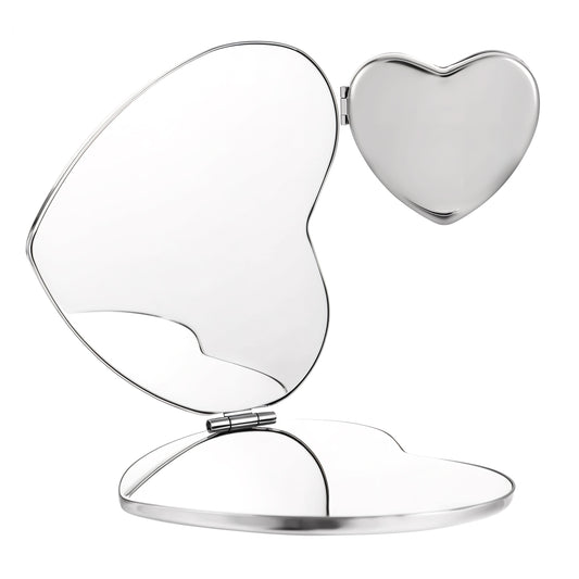 Molain Compact Mirror for Purse, Double-Sided Folding Mirror Metal Pocket Makeup Mirrors Portable Travel Makeup Mirror for Purse Cute Cosmetic Mirror for Women Home Office(Heart Shaped)