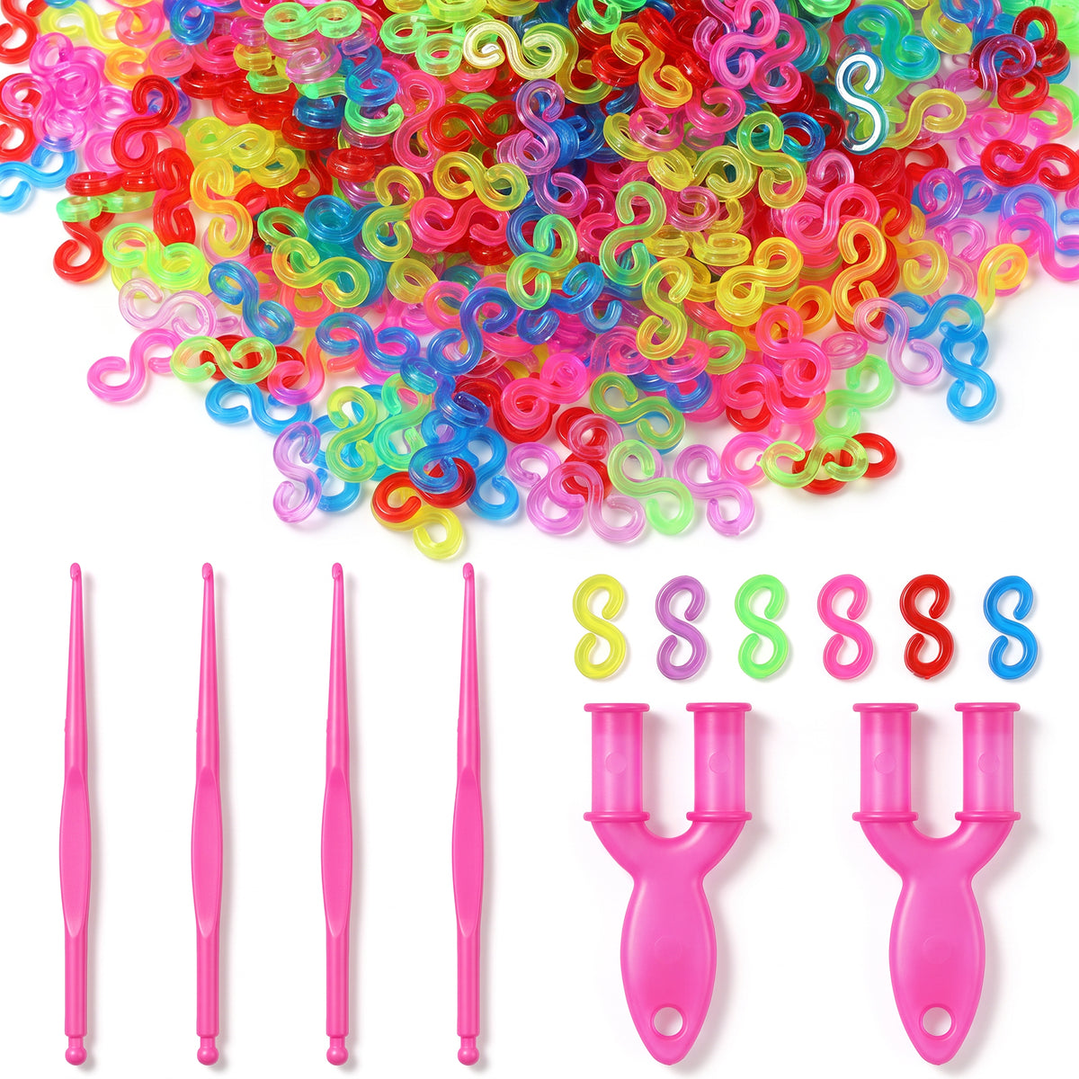 LXUEJIE 800Pcs S Clips Bracelet Connectors, Colorful Loom Bracelet Tools