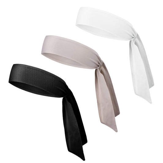 AOZUO 3PCS Sport Tie Headbands, Adjustable Sweatband for Men Women Tennis Head Tie Sweat Wicking Workout Head Band for Ninja Soccer Basketball Running Football Athletics