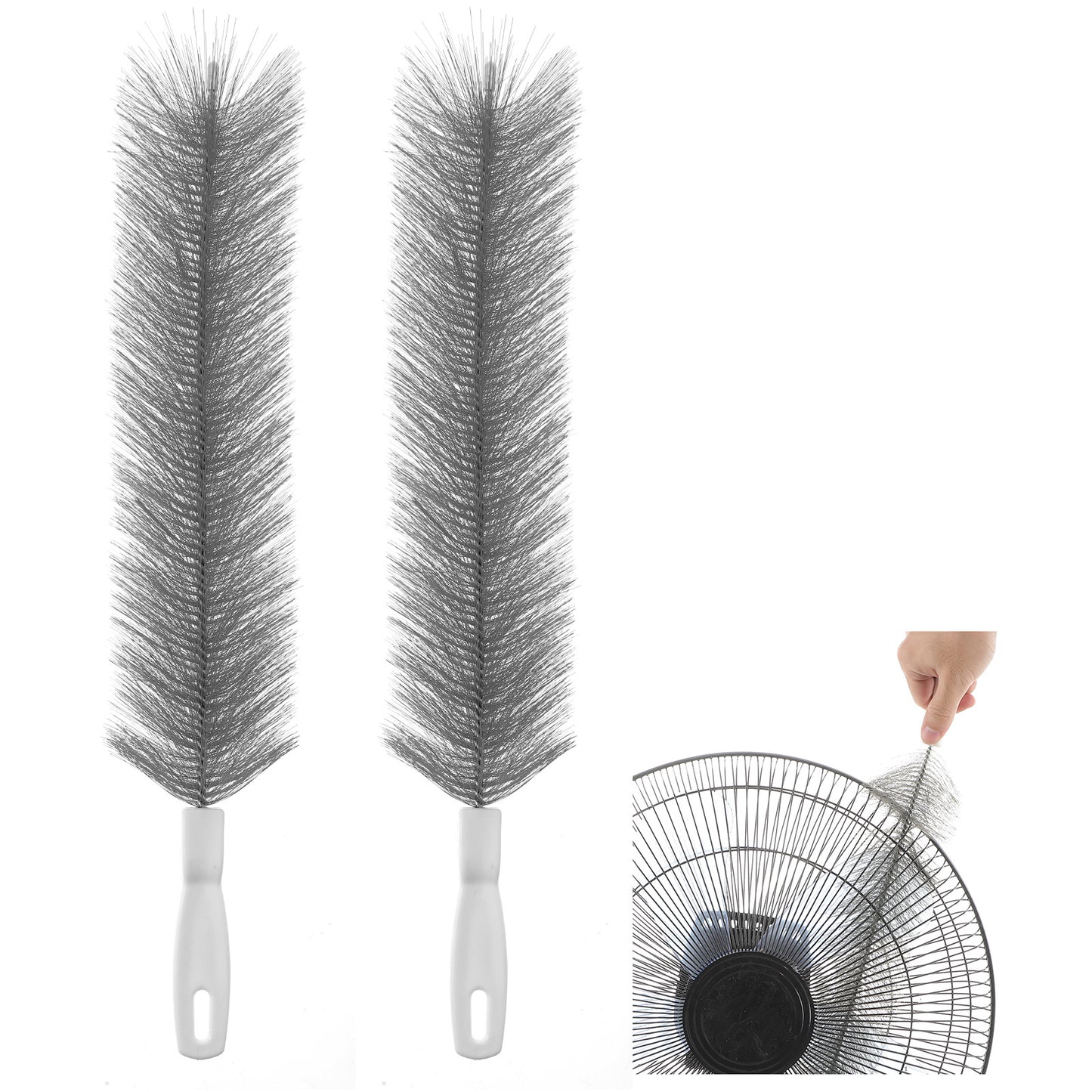 Yuanchu 2 Pcs Fan Cleaner Brushes, Bendable Fan Cleaning Brush Cobweb Duster Set Microfiber Head Washable Brush for Ceiling Fan Air Vents Curtains Cars Box Fan(Grey)