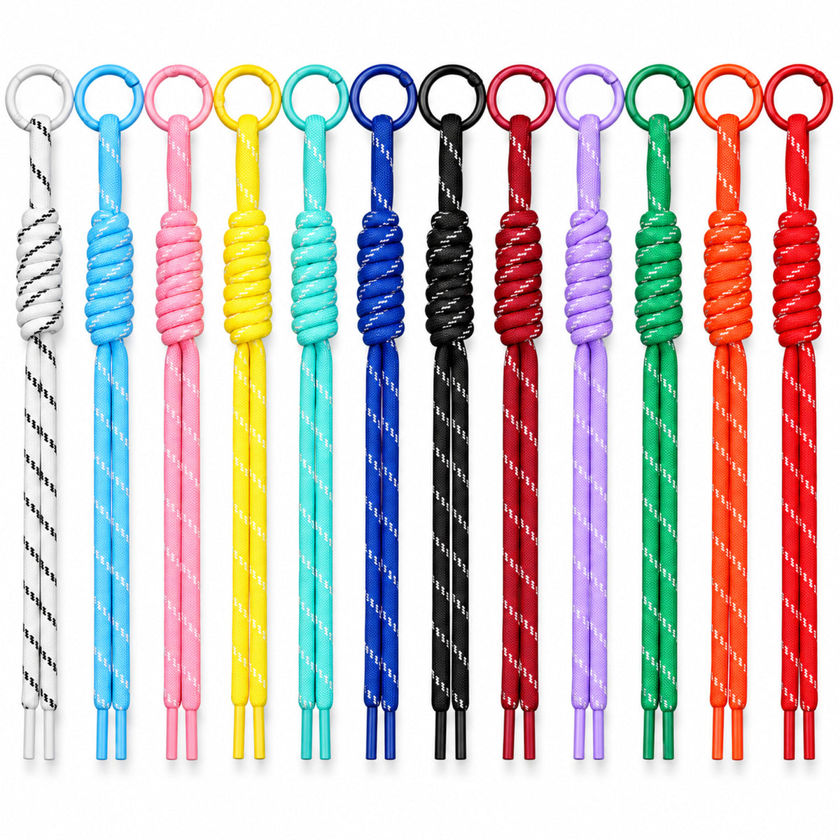 Amaxiu 12 Pcs Paracord Keychain Bag Charms, Colorful Braided Rope Key Rings