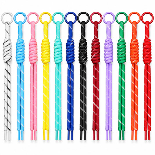 Amaxiu 12 Pcs Paracord Keychain Bag Charms, Colorful Braided Rope Key Rings