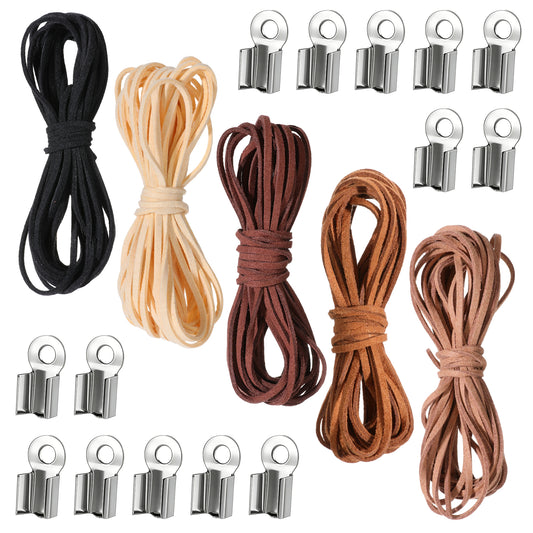 JJUNW 5Rolls 5Meters X 2MM Leather Cords, Bracelet Making String for Shoe Laces, Leather Laces Rope Leather String Cord for Necklaces Bracelets Dreamcatcher Making DIY Crafts