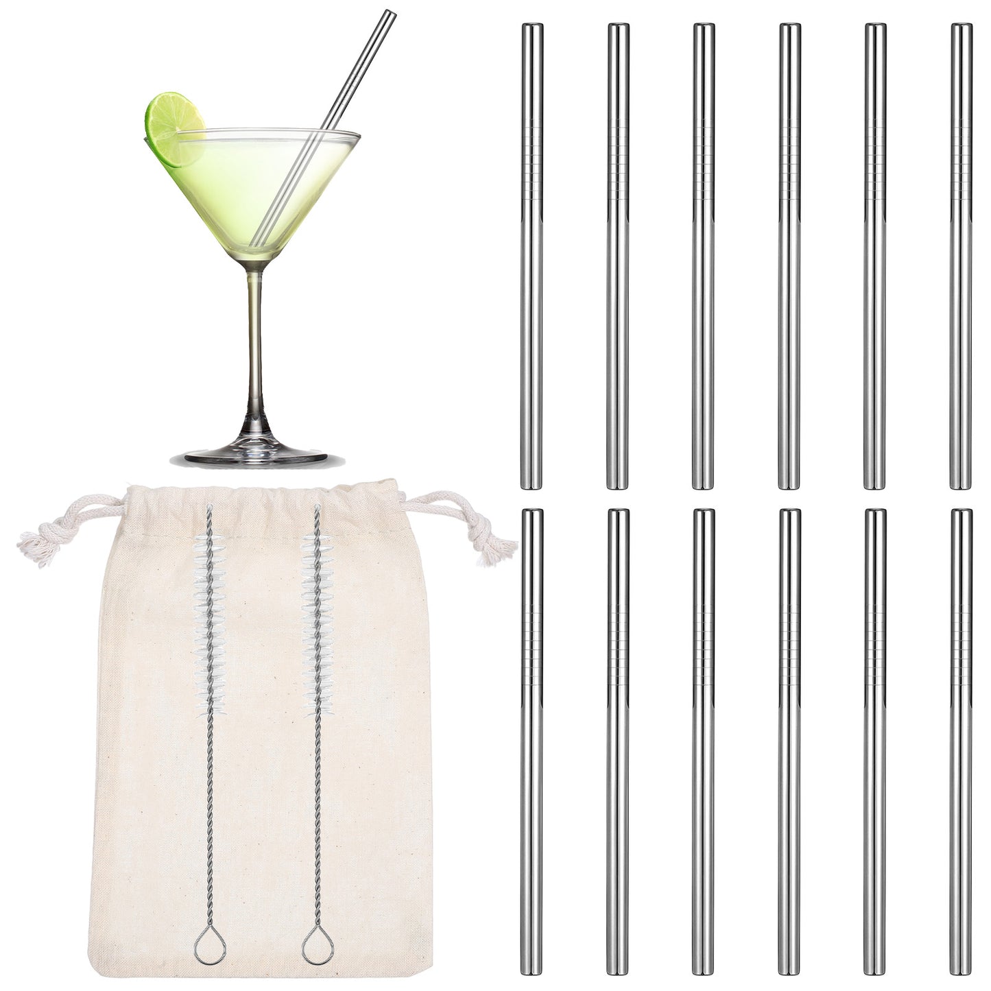 Amaxiu 12 Pack 4.7 Inch Short Metal Cocktail Straws, Reusable Stainless Steel Straws with Cleaning Brush, Small Anti Wrinkle Straw for Coffee Cocktails Short Glasses