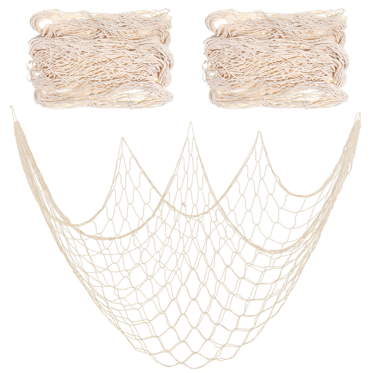 SULIKJHUI 2 Pcs Fish Net Decorations, Natural Cotton Fishing Net Decor