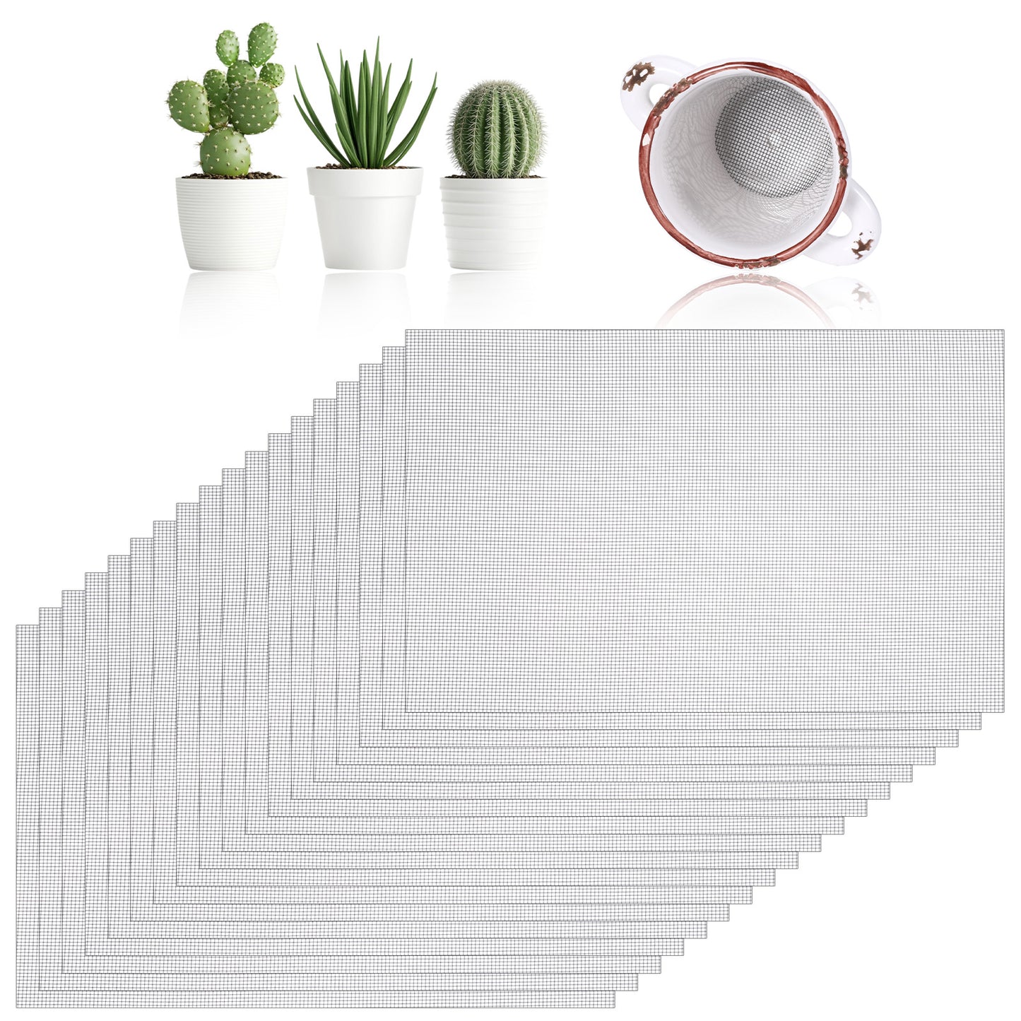 XLIUAX 18 Pcs Terrarium Mesh, Mesh for Plant Pots Flower Pot Hole Pad Bonsai Pots Polyester Nets Keep Soil from Flowing Away Drainage for Bonsai Prevent Soil Leakage Plants Screen Bottom Grid Mat