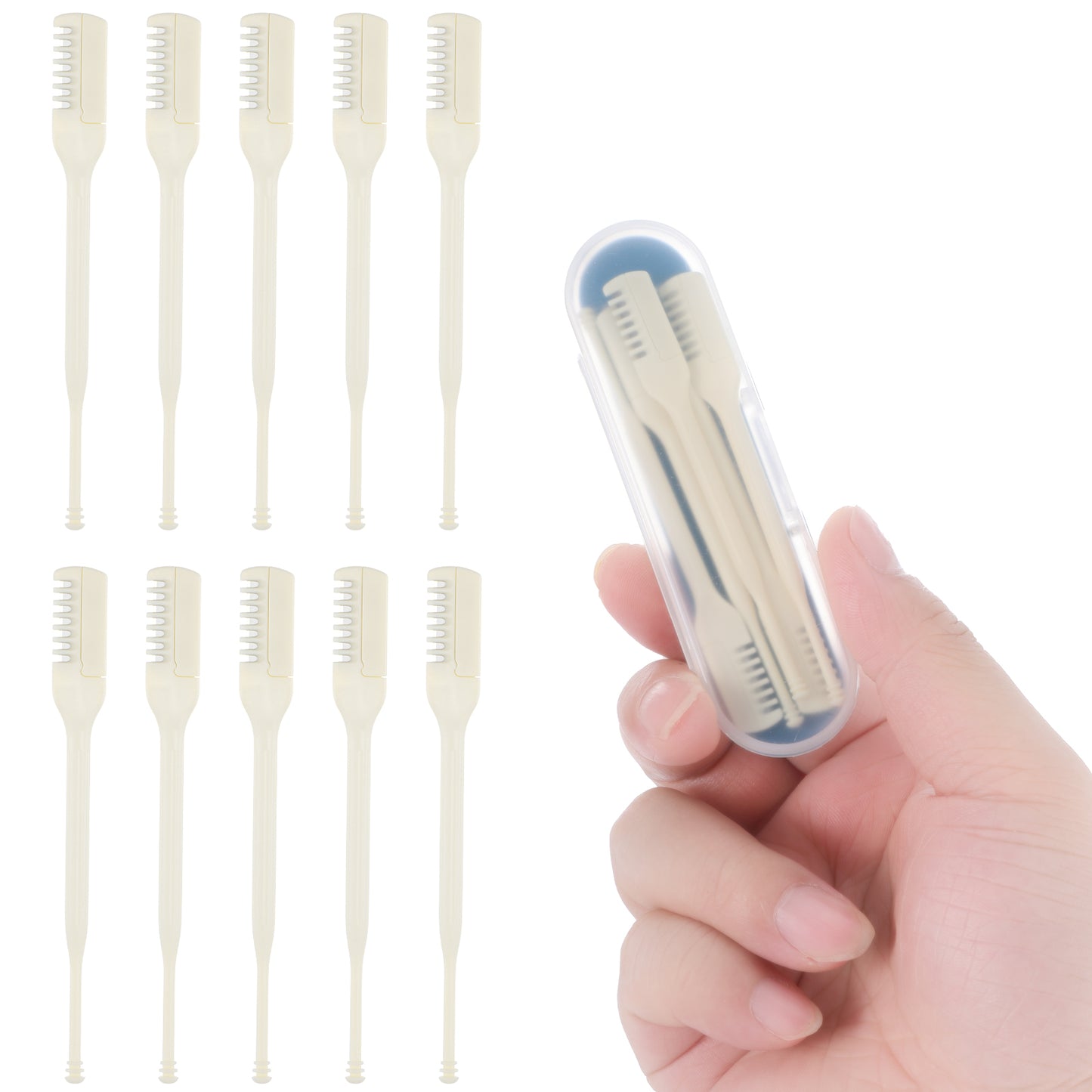 MBAIYO 10-Pack Manual Nose Hair Trimmer, 360° Rotating Nasal Hair Cutter with Ear Picker for Women Men Double Sided Nose Hair Remover Tool