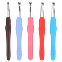 cobee 5Pcs Crochet Hooks, Knitting Needles Set, Hook Knititng Needles Non Slip Rubber Handle Crochets, Long Crochets Hook Grips for Beginners and Crochet Lover Gift(Style B)