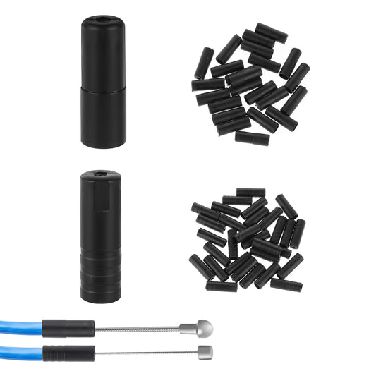 cobee 50 Pcs Bike Cable End Caps, Black Plastic Bike Brake Cable End, Cable End Crimps, Throttle Cable End Fittings, Bicycle Shift, and Brake Cable End Cap for Road Mountain Bicycle