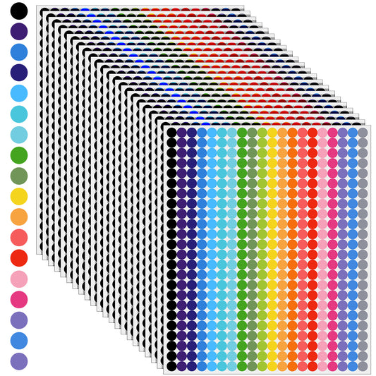 JIEYAO 22 Sheet Coloured Dot Stickers, 10560 Pcs 7mm Round, 20 Assorted Colors Self Adhesive Labels for Office Classroom