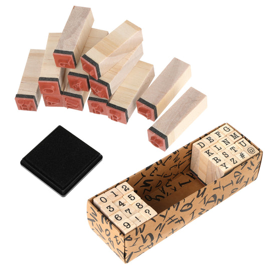 BOHUIZ 40 Pcs Small Wooden Rubber Stamps, Number Alphabet Letter Wood Rubber Stamp for DIY Craft Card Photo Album, Punctuation Letter Number Stamps Craft Ink Stamp Stamper Seal for Scrapbook Envelope