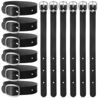 cobee 12 Pcs Pu Leather Luggage Labels Strap, Luggage Tag Loops Leather Luggages Tags with Metal Buckle, Adjustable Black Suitcase Belt for Travel Secure Storage Hanging Accessories