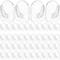 HJZHII 40 Pcs Clear Adhesive Wall Hooks for Hanging, Sticky Acrylic Hanging Hooks Reusable Seamless Hook with Non Marking Sticker Transparent Sticky Hangers for Home Kitchen Bathroom Bedroom Office