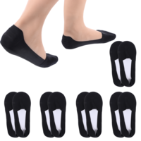 Giantree 5 Pairs No Show Socks, Flat Socks for Women, Black No Show Socks Nylon Socks Silk Sock Liners, Low Cut Liners Non Slip Dress Socks for Invisible, Loafers, Sneaker, Flats, Boat Socks(Style A)