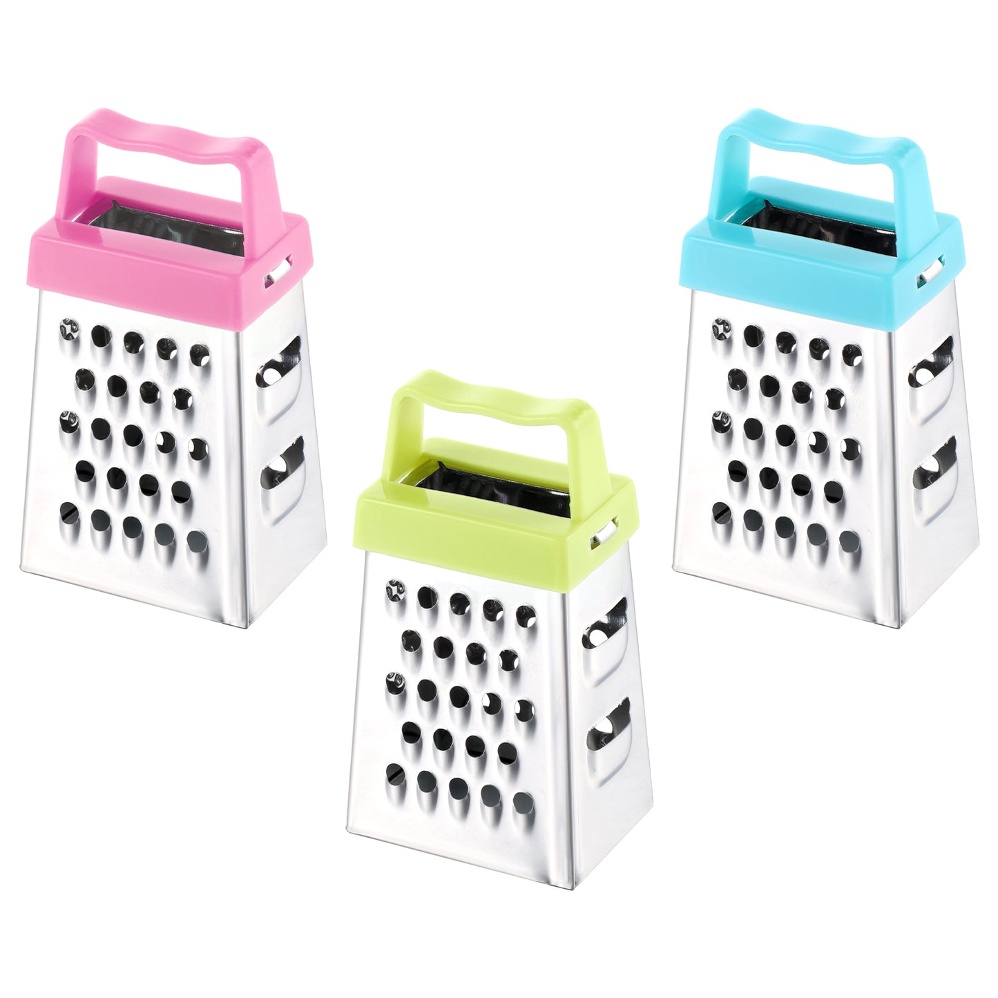 HJZHII 3Pcs Mini Cheese Grater, Small Stainless Steel Box Grater with Handle Cheese Slicer Kitchen Graters for Slicer Ginger Grating Garlic Parmesan Dishwasher Safe, 1.02x1.45in