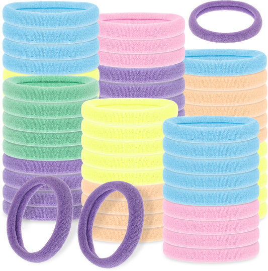 HJZHII Hair Bobbles for Women, 100 Pcs Soft Nylon Hair Ties No Damage Elastic Ponytail Holder Seamless Hairband Colorful Band for Thick and All Types(Candy Color)