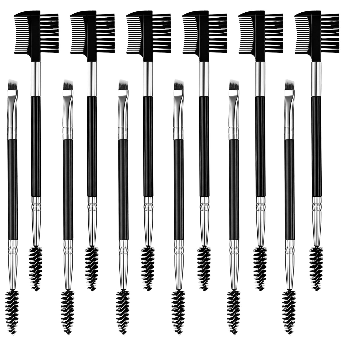 TIESOME 12 Pcs Eyebrow Comb for Women, Double-Sided Eyebrow Brush, Double-Ended Eyelash Brush Comb & Eyelash Separator, Precision Grooming Tool for Brows and Lashes, Travel Friendly, Black