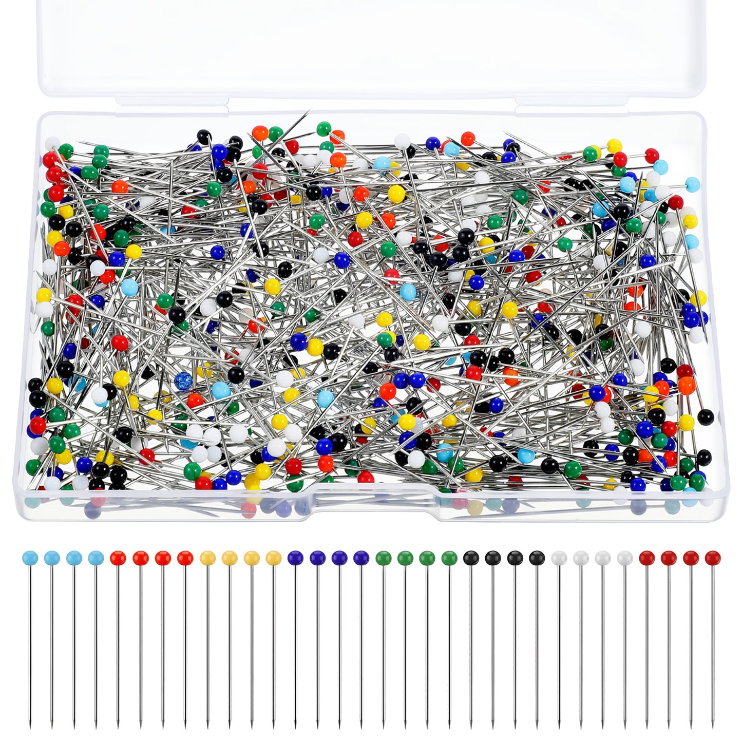SULIKJHUI 600 Pcs Dressmaking Pins, Sharp Sewing Pins Dressmaking with Coloured Heads, Stainless Steel Pins for Fabric, Crafts & DIY Projects (1 x 0.2 cm)
