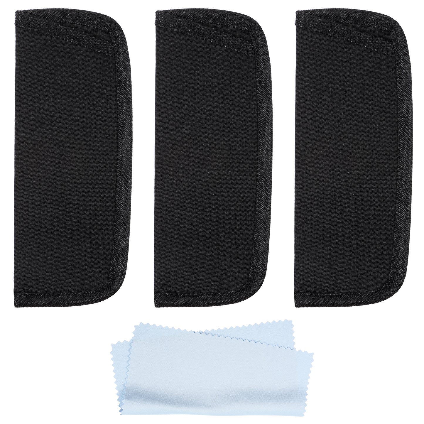Yuanchu 3 Pack Slip in Soft Glasses Cases with Glasses Cloth, Black Protective Eyeglasses Holder Glasses Case Pouch Fabric Spectacle Pouch Glasses Sleeve Storage Glasses Pouch Bag