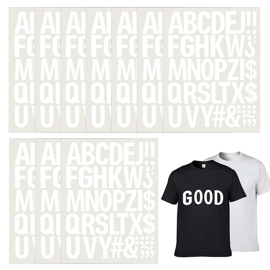 TIESOME 10 Sheets 440 Pieces Iron on Letters 2 Inch Heat Transfer Vinyl Fabric Letters with A-Z White PET Alphabets Sticker Heat Press Letters for T-Shirts Jerseys Hats Printing DIY Crafts