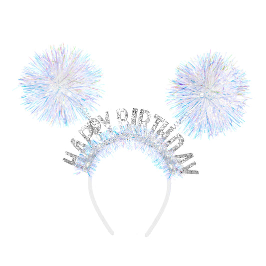 Bewudy Happy Birthday Headband, Birthday Headband For Women, Birthday Crown, Hair Loop Cosplay Crazy Hair Day Accessories For Girls Birthday Gifts For Women White Accessories (White)