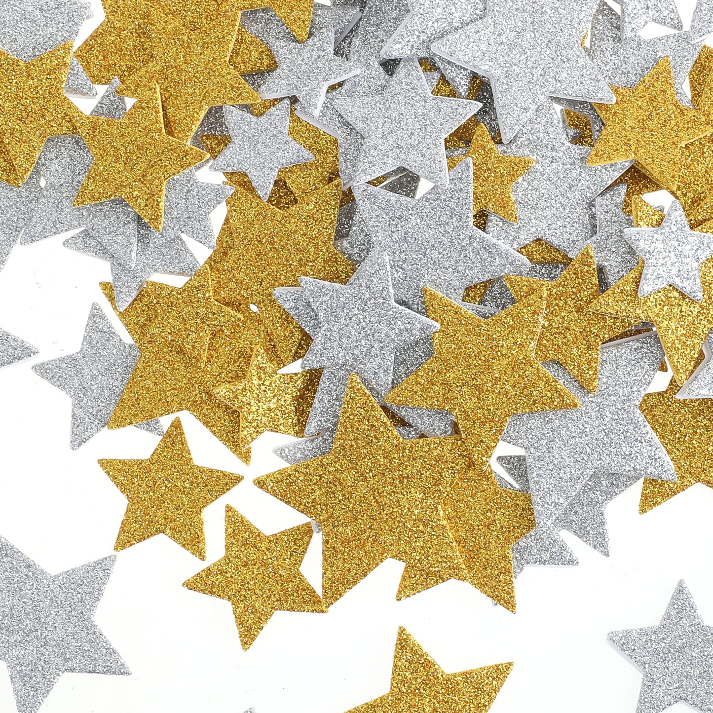 cobee 200 Sheets Glitter Star Foam Stickers, Gold And Silver Foam Star Stickers, Various Sizes Of Self-Adhesive Craft Stickers For Bulletin Board Glitter Stars For Scrapbooking, Crafts, And Decoration