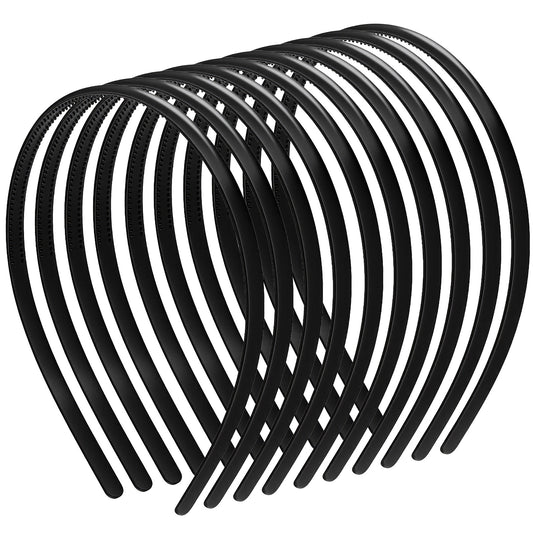 HJZHII 10 Pcs Plastic Headband, Black Non-Slip Headbands for Women Plastic Plain Thin Headbands with Teeth for Women Girls(8 mm)
