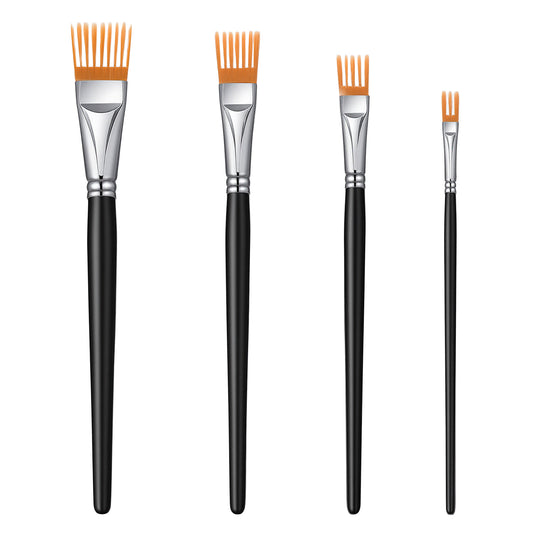 cobee 4 Pcs Art Brush Comb Set, Professional Flat Comb Brushes Watercolor Brushes, Artist Paintbrushes For Acrylic Painting Oil, And Watercolor Painting Supplies