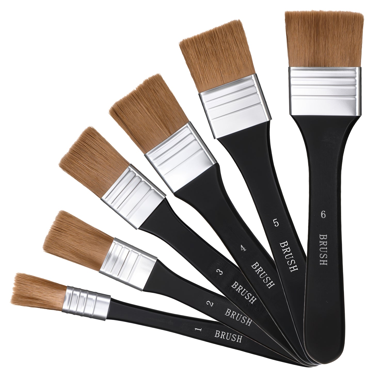 XLIUAX 6pcs Wide Flat Paint Brushes, Large Craft Basecoating Paint Brushes Art Brushes for Acrylic Painting for Applying Gesso Acrylic Paint Oil Paint