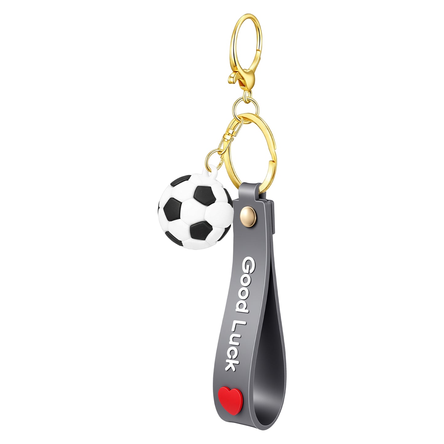XLIUAX Soccer Keychain, Inspirational Silicone Football Key Rings Mini Cute Soccer Keychain Gifts for Sports School Carnival Reward Party Favors(Grey)