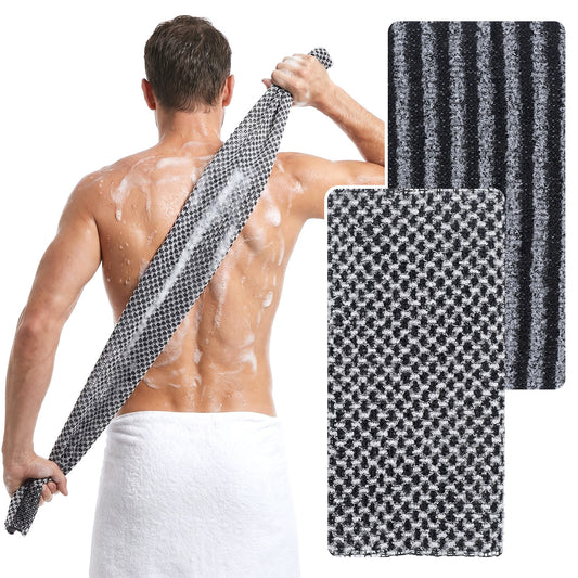 2Pcs Exfoliating Shower Towel, Back Exfoliator for Shower, Backs Scrubber for Adults Back Washers for Showers, Body Scrubber for Men Women for Scrubbing, Cleaning and Dead Skin Removal