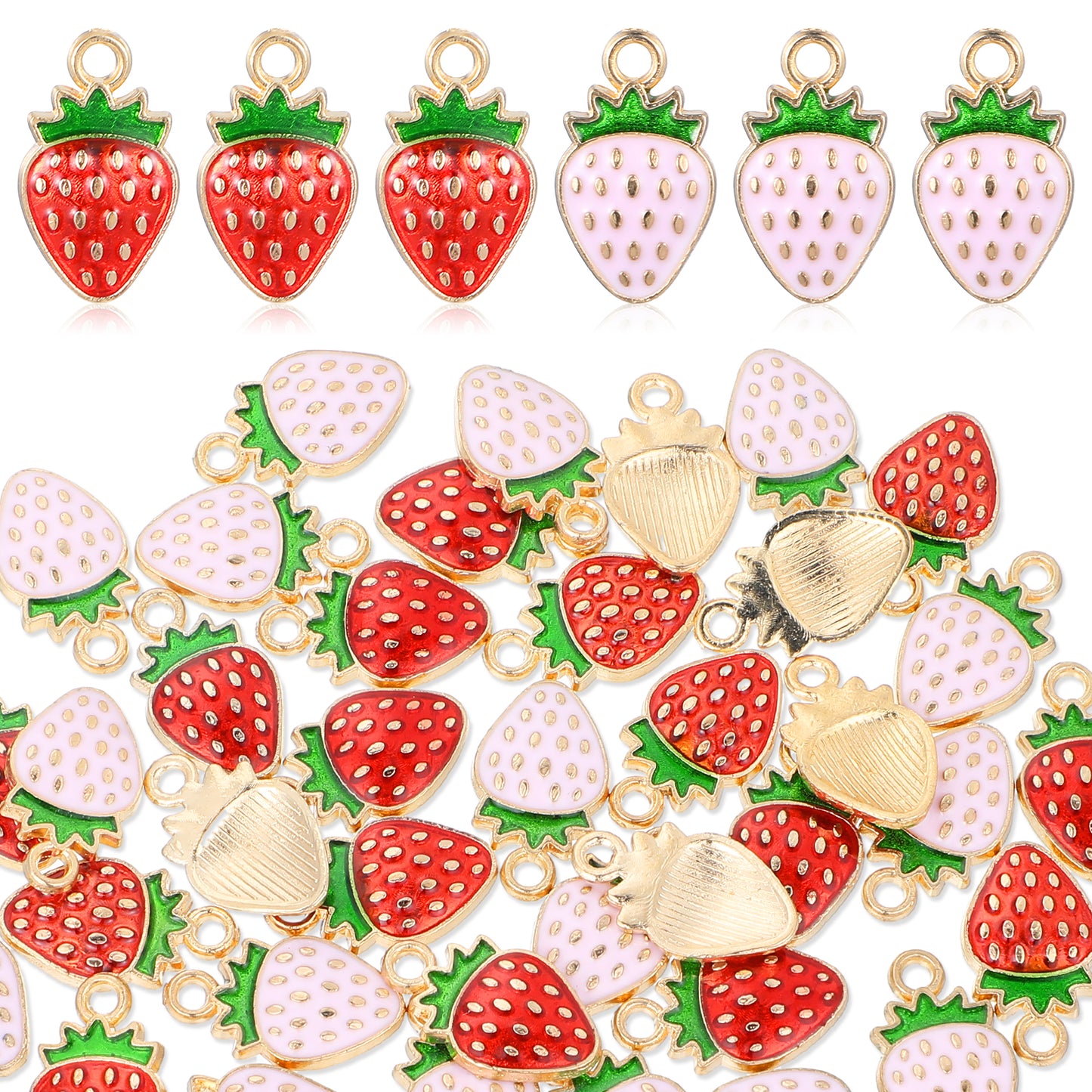 Yuanchu 40 Pcs Mini Strawberry Pendant Charms, Small Fruit Charms Cute Strawberry Keychain Strawberries Pendants Accessories for Jewelry Making, Bags, DIY Earrings Supplies Craft