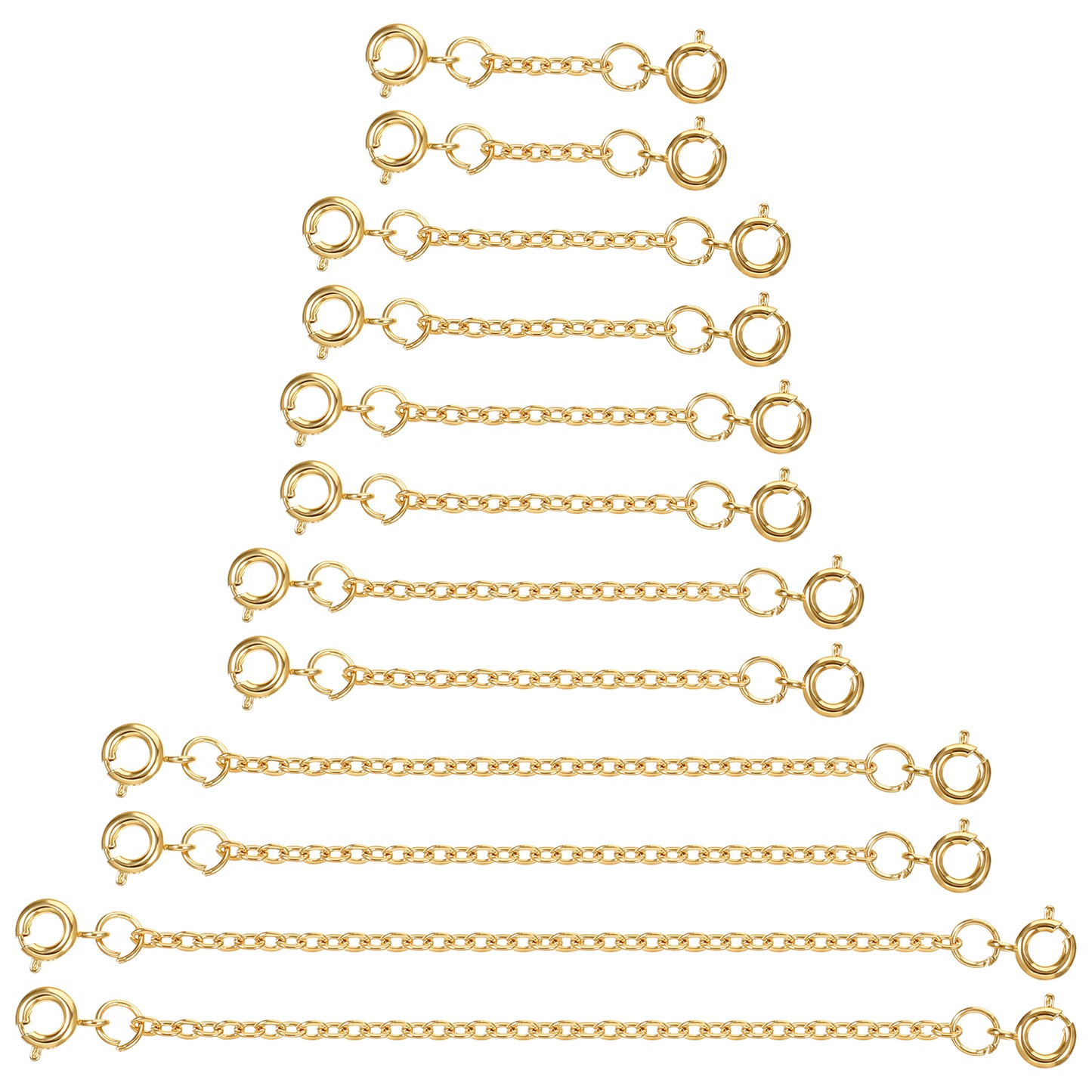DOPENSPI 12 Pcs Necklace Extenders, 6 Size Bracelet Extenders Chain Extension with Clasps for Women Anklets Jewelry Making Supplies (Gold)