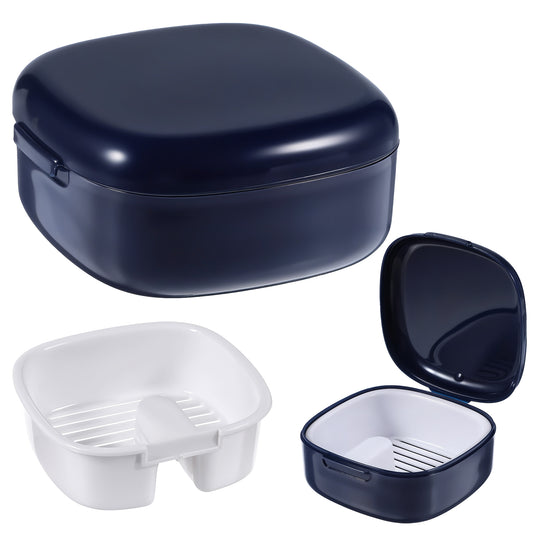 AOZUO Braces Box, Retainer Case Tooth Splint Box with Removable Filter Screen, Orthodontic Mouth Guard Case, Aligner Case for Women, Men, Teenagers, Adults (Blue)