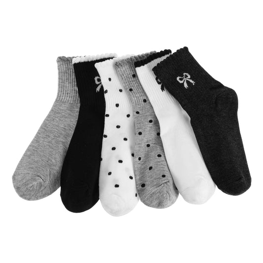 Molain 6 Pairs Coquette Bow Socks for Women, Cute Ruffle Polka Dot Lace Socks Mid Tube Flower Sock Lace Cottagecore Girly Coquette Aesthetic Clothes Aesthetic Fashion Gift for Girls