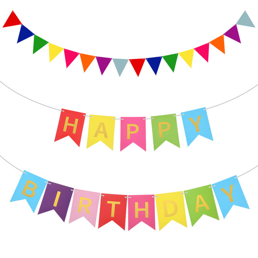 MBAIYO Happy Birthday Banner, Birthday Decorations Assembled Durable Celebration Day Party Decorations for Women Men Celebration Party Backdrops(Colorful)