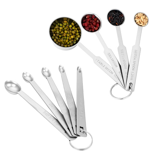 BOHUIZ 9 PCS Stainless Steel Measuring Spoons Set, Tiny Measuring Spoons for Cooking Baking, Teaspoon Mini Spoon, 1/64 1/32 1/16 1/8 1/4 1/2 1 TSP and 1 tbsp